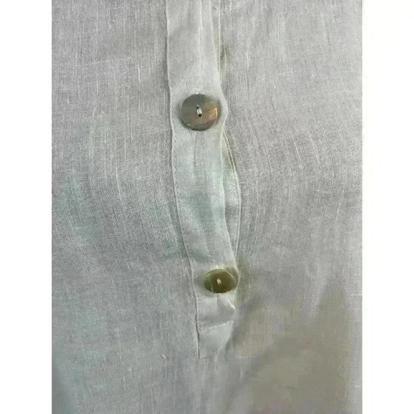 Match Point Linen Tunic Blouse Women's 2XL Minimalist Lagenlook White Buttons - Picture 12 of 14
